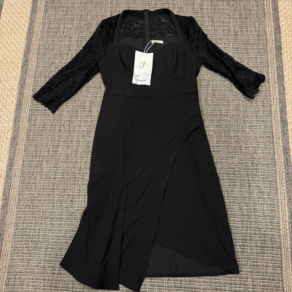 Fehaute Chic Black Long Sleeve Dress